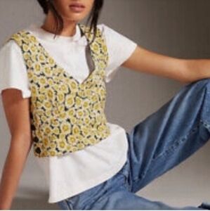 Maeve By Anthropologie Daisy Floral Crop Tank  Top
